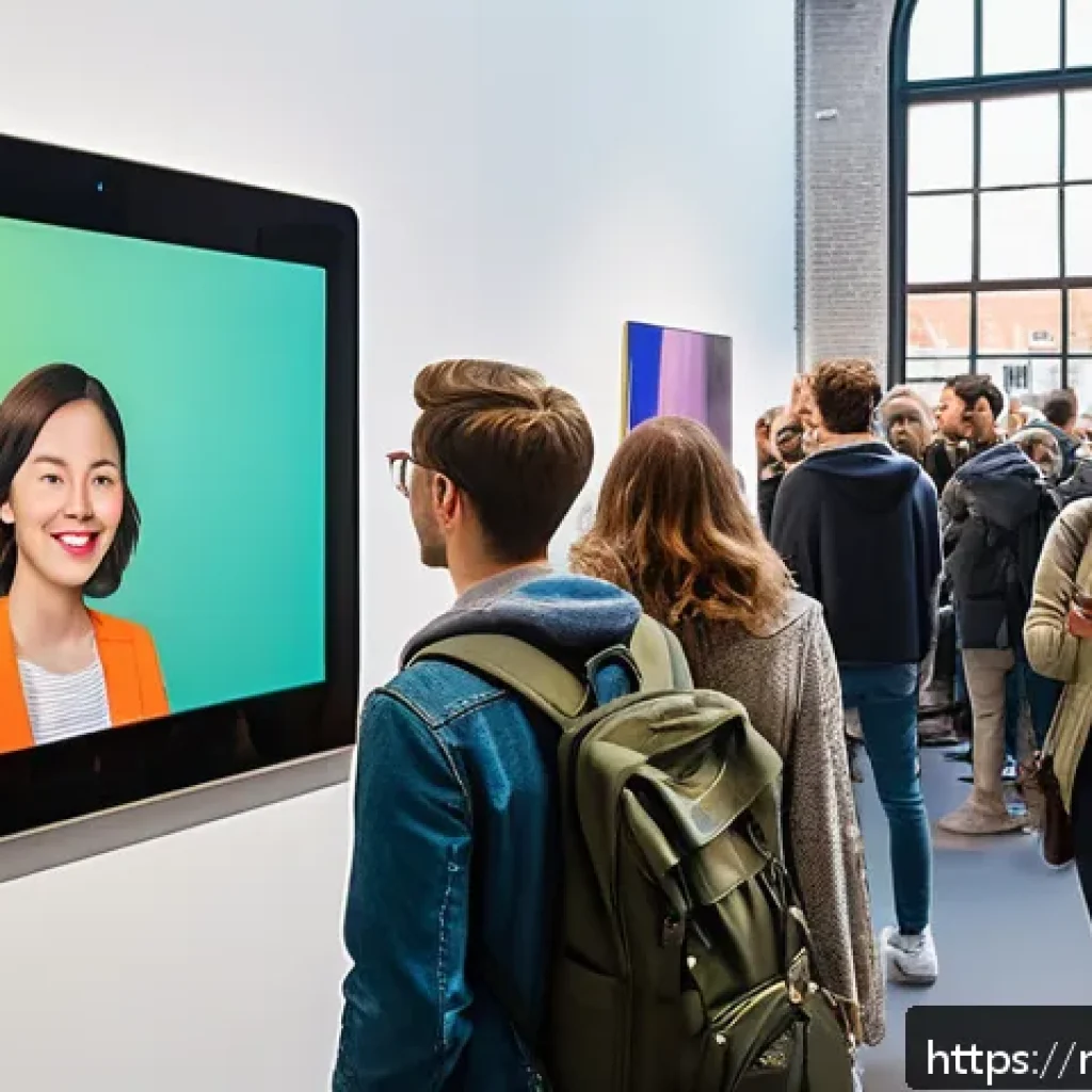 관객 참여 창작의 효과적인 프레임워크 - A vibrant art exhibition scene in Amsterdam featuring diverse visitors actively engaging with intera...